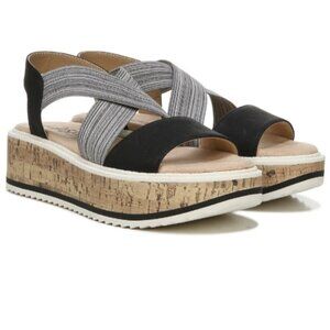 Life stride Clementine Platform Sandals Flatform striped Black Fabric